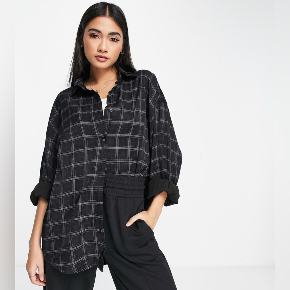 NOUL plaid check shirt in black